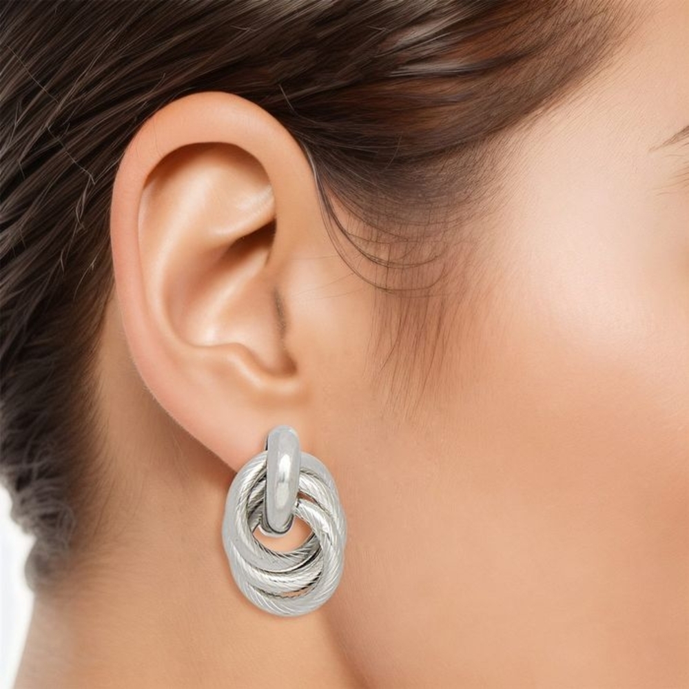 Elegant Metal Twisted Loop Cable  Earrings